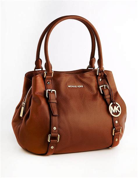 michael kors brown purse leather criss and canvas|Michael Kors brown leather handbag.